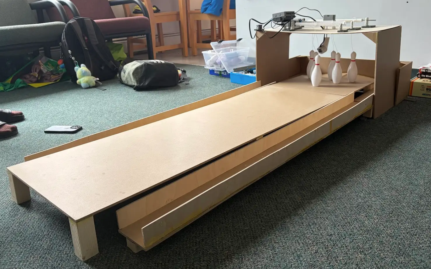 autobowler in final stages of assembly, pre-painted